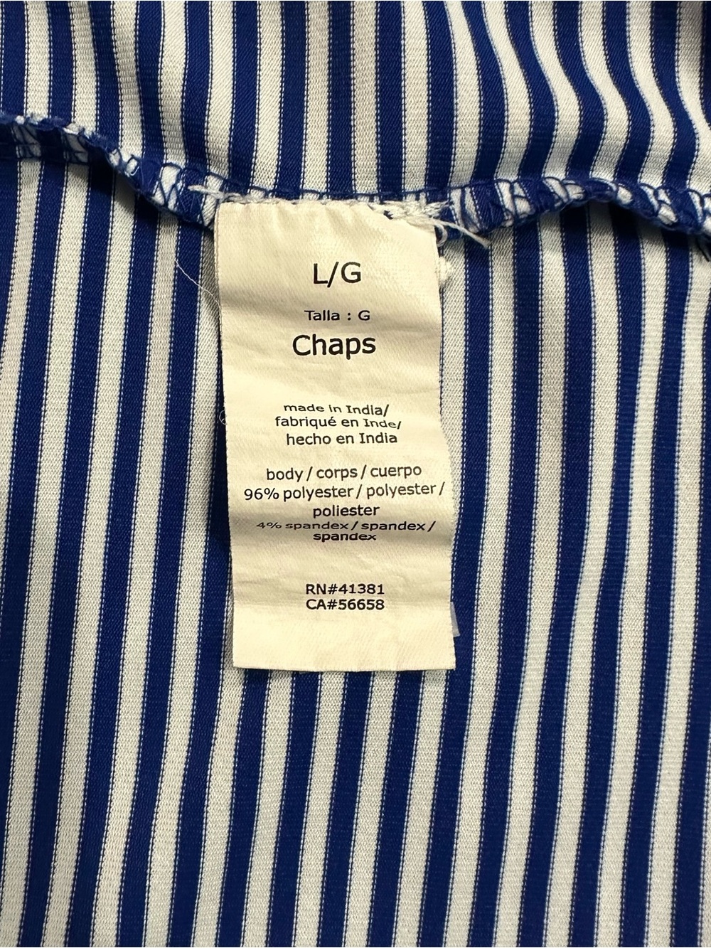 Chaps Golf Stay-Dry Performance Polo Shirt Mens Large Blue White Striped Golf - Picture 4 of 6